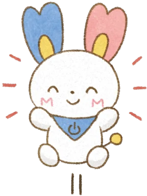 両手を広げて喜ぶみらぴょん